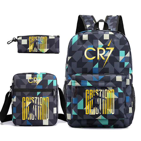 CR7 Ronaldo 3 osaa Reppusetti Mochila Lasten Tilavat Laukut-1 Diamond blue