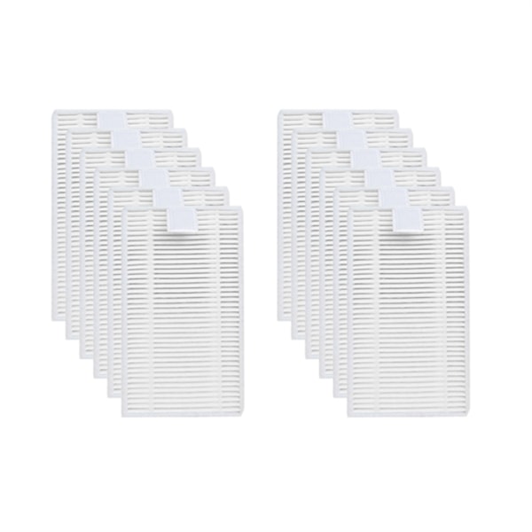 12 stk. reservedeler for Cecotec Conga 4090 5090 5490 6090 7090 robotstøvsuger tilbehørssett Hepa-filtre White-12Pcs