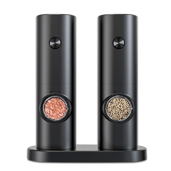 Automatisk elektrisk pepper- og saltkvern, plastmateriale, justerbart LED-lys Black without base