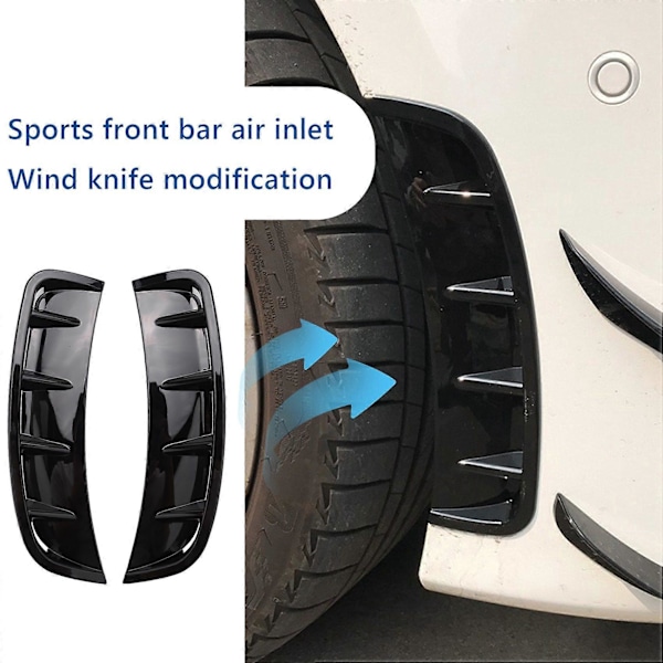 Svarta främre hjulsidans luftventil Canards Trim Dekoration för Mercedes-BENZ A-Klass W177 A200 A250 A22