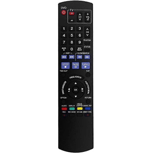 Erstatningsfjernkontroll N2QAYB000236 for Panasonic DVD-opptaker ShowView DMR-EX85 / DMR-EX87 / DMR-EX Black