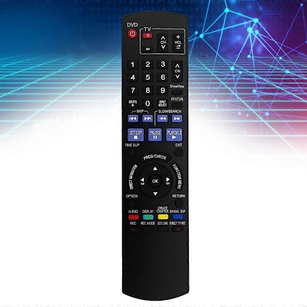 Erstatningsfjernkontroll N2QAYB000236 for Panasonic DVD-opptaker ShowView DMR-EX85 / DMR-EX87 / DMR-EX Black