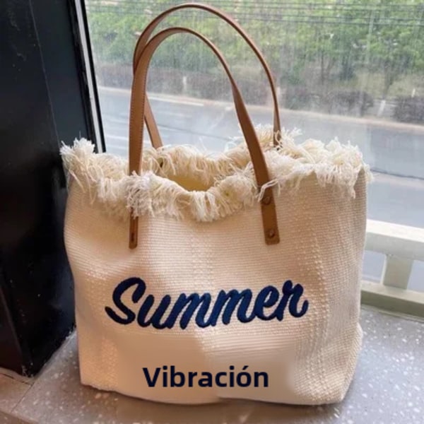 Stor Tote Bag i Canvas for Kvinner, Strandveske, Handleveske, Med Topphåndtak, Casual white
