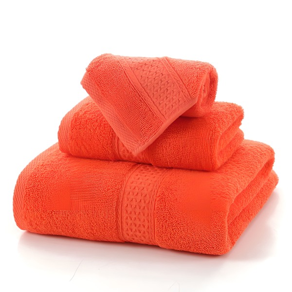 Lyxigt handduksset i bomull för hemmet, 3-delat set, ultramjukt, mycket absorberande, inkluderar 1 badhandduk, 1 handduk, 1 tvättlapp 3PCS Orange