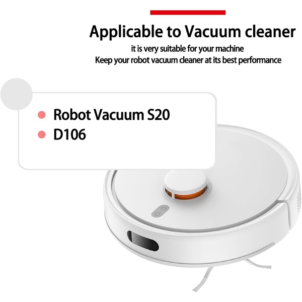 Korvaussarjan lisätarvikkeet Xiaomi Robot Vacuum S20/D106 -malliin, osat pääsivellin HEPA-suodatin moppiliina
