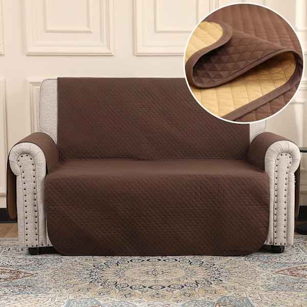 Vändbart sofföverdrag 1-4 sits med 6 färger att välja mellan 2 Seats - 110cm Brown