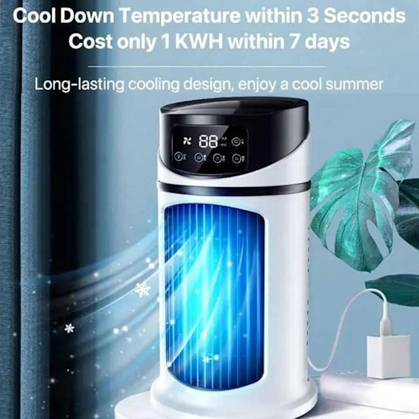 Mini Bærbar Aircondition, Vandkølingsventilator, Luftkøler til Kontor