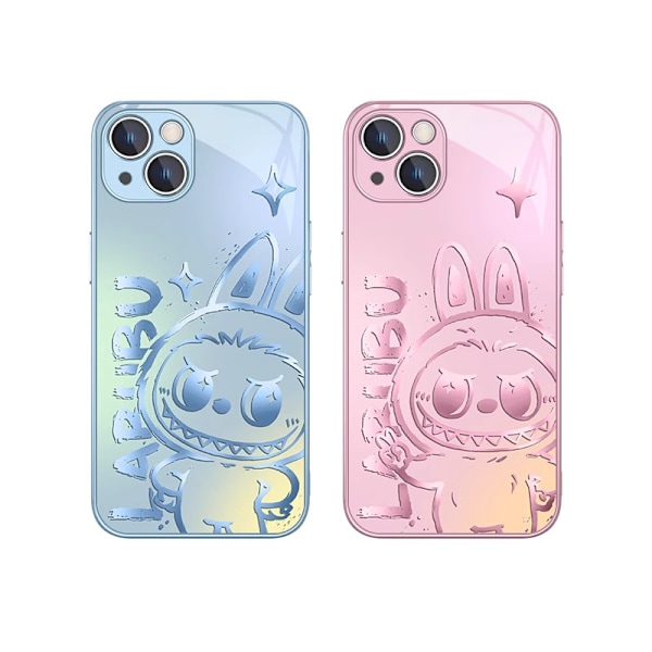 LABUBU mönstrat gradient mobilskal, lämpligt för olika iPhone-modeller Pink iPhone xr