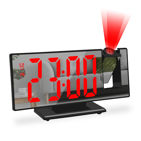 Digital vekkerklokke med tid- og temperaturprojeksjon 180° LED-projeksjonsbordklokke med moderne USB-snooze 12/24H BR