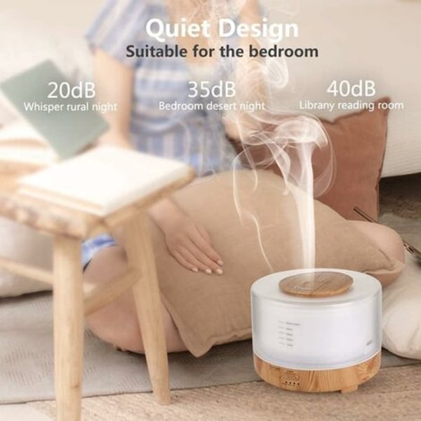 500ml Eterisk Oljediffuser med Bluetooth-högtalare, Tyst Ultraljuds Luftfuktare med Sval Dimma, 7 Färgers Ljus och APP för Kontor, Spa, Yoga - Gul