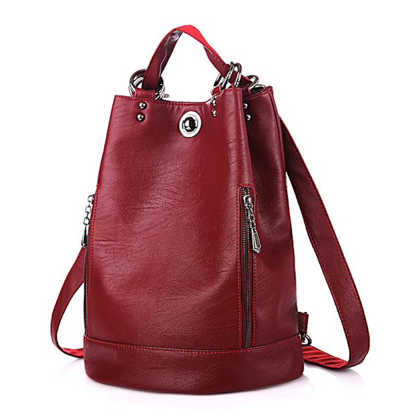 Dame PU Læder Håndtasker, Casual Crossbody Tasker, Brand Media, Tyverisikring, Italiensk Red