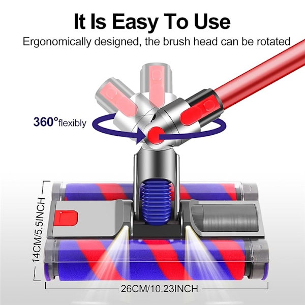 Erstatningsmunnstykke for støvsuger for Dyson V7 V8 V10 V11 V15-serien motorhode, mykt rullebørstehode, dobbel rullebørste