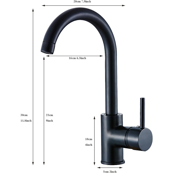 Svart Foss Baderomsarmatur Keramisk Patron