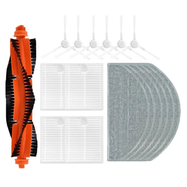 17 stk. for Xiaomi Robotstøvsuger E10 B112 / E12 Støvsuger Reservedeler Tilbehør Hovedsidebørste Hepa Filter Moppeklut