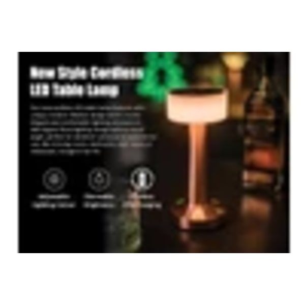 Sladdlös LED Bordslampa Metallstil Nattlampa Touchkontroll Dimbar Färgskiftande Roséguld Ring Uppladdningsbar