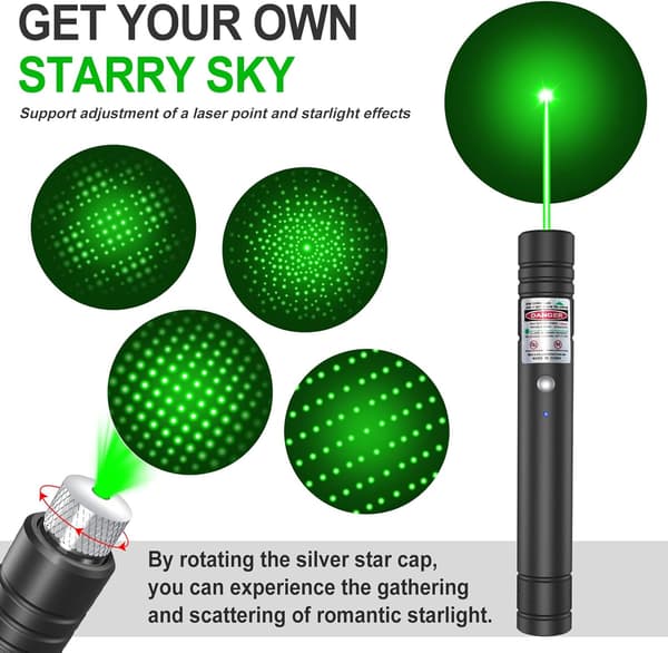 Højtydende Laserpointer Pen, USB Genopladelig, Lang Rækkevidde, 2-pak Green