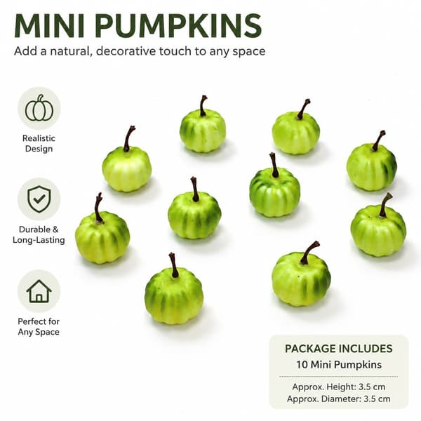 Halloween gresskarpynt, simuleringsgresskarrekvisitter, DIY små ornamenter til fest Light Green Pumpkin 10 Pack