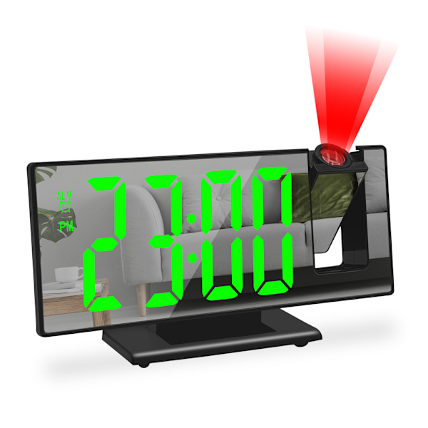 Digitaalinen herätyskello, jossa on aika- ja lämpötilaprojektio, 180° LED-projektio pöytäkello modernilla USB-torkkutoiminnolla 12/24H BG