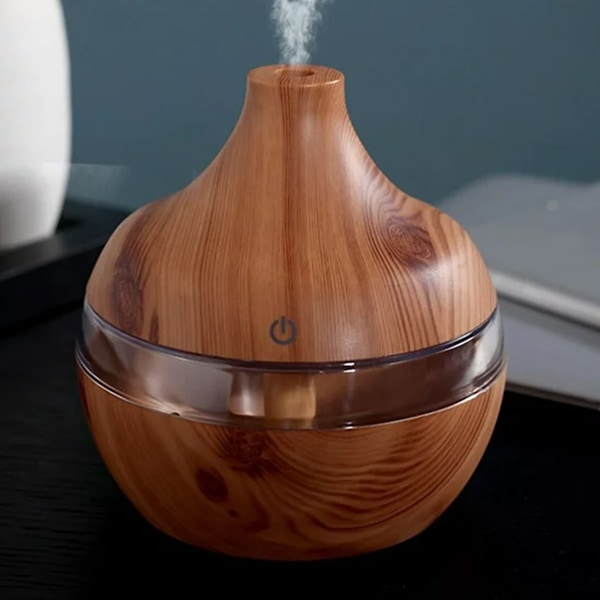 Eterisk oljediffuser, 300 ml oljediffuser med 4 tidsinnstillinger, aromaterapidiffuser med automatisk avslåing, kjølig tåkefunksjon