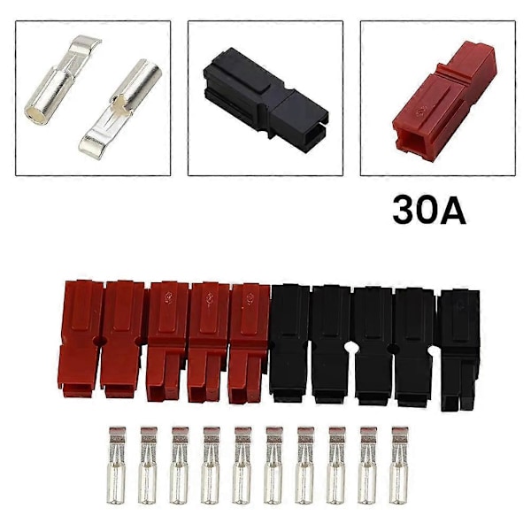 30AMP Kontakt 600V för Anderson-stil Kontakt Gummi Svart PVC Dammskydd Terminalhylsor för Elekt