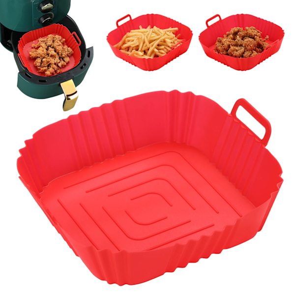 Silikon Airfryer-kurv, silikon bakebrett, gjenbrukbar pizzabakekurv, 2 stk Red-1PCS