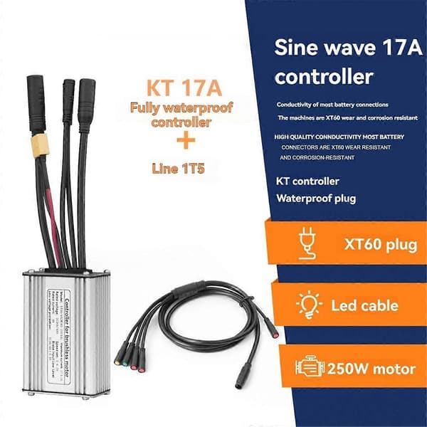 Elektrisk cykelcontroller med 1T5 lysledning KT-17A vandtæt sinusbølgecontroller Essential E-B