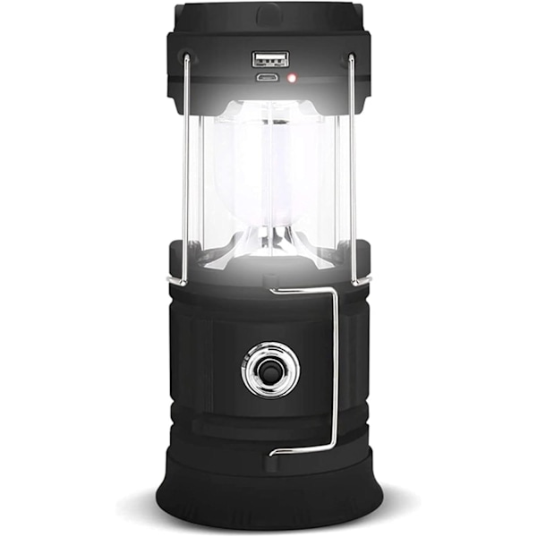 Bærbar solcelleopladelig LED-campinglampe vandtæt, 2/1 stk., indendørs batterier, solcelleoplader til mobiler 2 UNITS