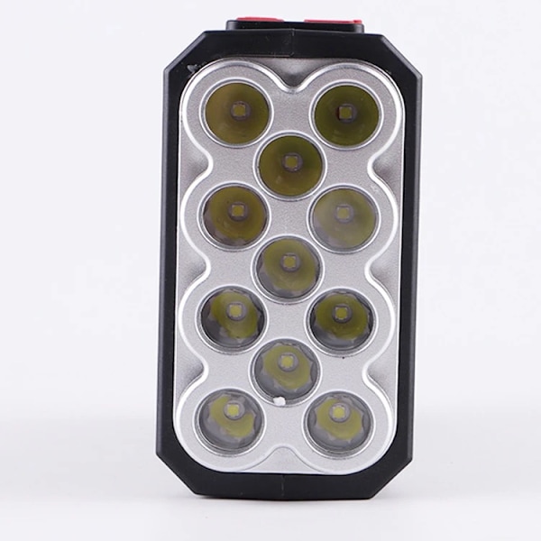 Multifunksjonell lommelykt med solcellepanel og USB-ladeport