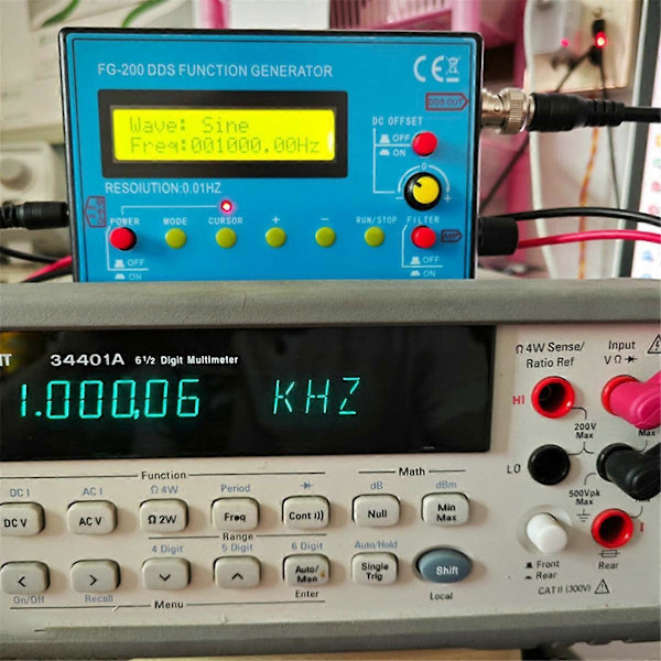 FG200 DDS Funktionssignalgenerator Frekvenstæller 0,01Hz - 500KHz Signalkildemodul Sine+Squa