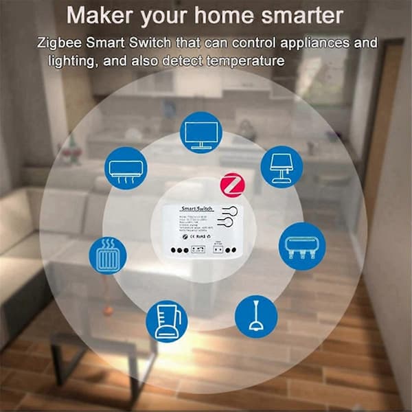 Tuya Smart Zigbee Switch med Temperatursensor Passiv Torr Kontakt Zigbee Relä Fungerar med Home Ass DC 732V