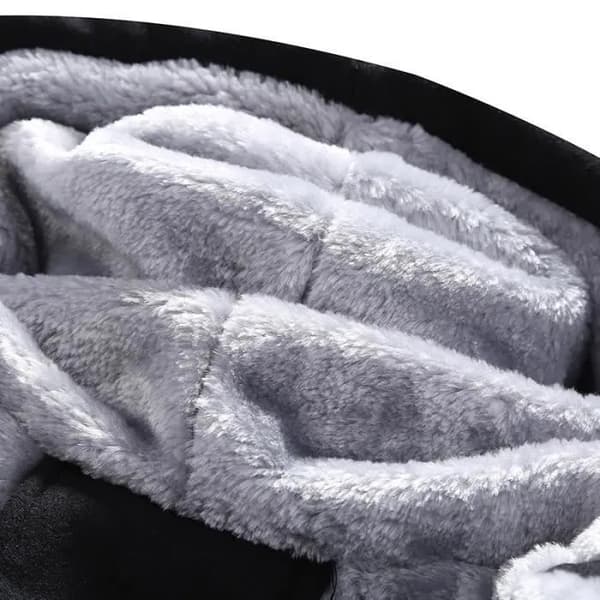 Fleece-träningsoverall för herrar, grå, varm vinterhuvtröja och byxset, joggingjacka