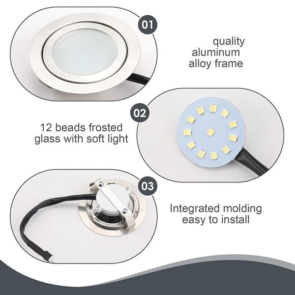 12V DC 2W LED ventilatorlys med EL-sokkel, 2-pakning, innfelt komfyrlys til kjøkken