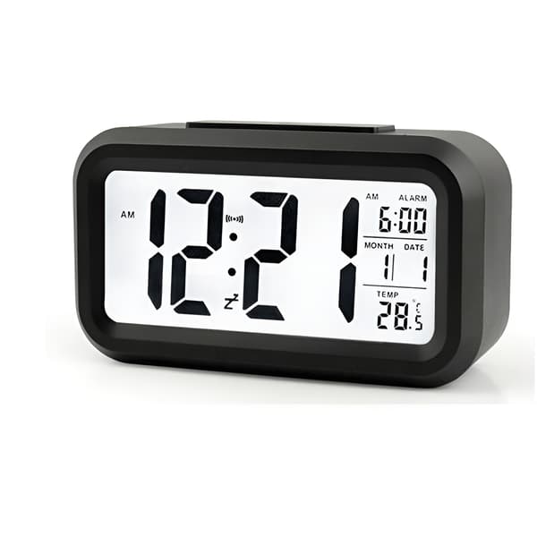 Digital väckarklocka för sovrum med smart nattlampa Black