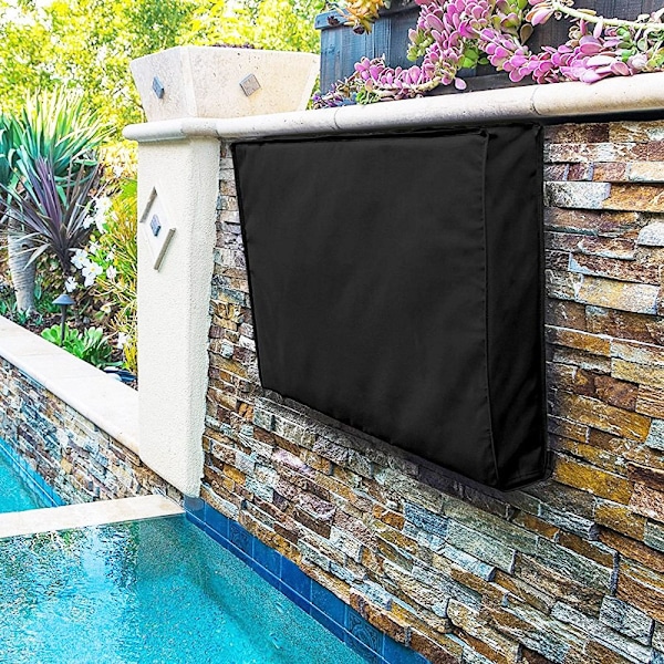 Portabelt TV-skydd, 600D Oxford Canvas, Andningsbart Dammtätt, Svart, Vattentätt, för Utomhusbruk 50-52" (51.2*5.9*32.6")