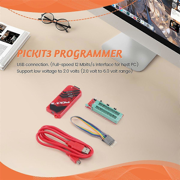 PICKIT3 Programmer + PIC ICD2 PIC Kit 2/3 Programmeringsadapter Universal Programmeringssæde FZ0508