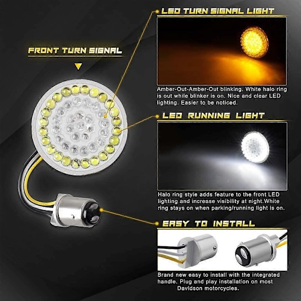4 st Rökfärgade främre blinkers LED-lampor Panel Motorcykel 1157 Insatskit för Dyna Road Street Glid