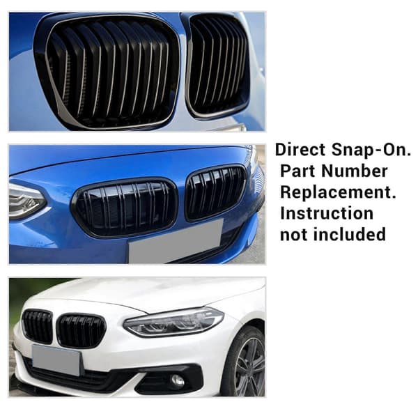 Blank Sort Dobbelt Lamel Front Nyre Grill Udskiftning til BMW E81 E87 E82 E88 120I 128I 130I