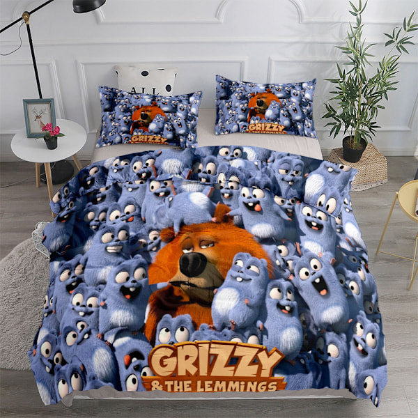 Grizzy ja Lemmings Sarjakuva Peittosetti 3-osainen-E SINGLE 135x200cm