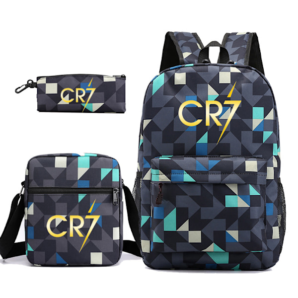 CR7 Ronaldo 3 osaa Reppusetti Mochila Lasten Tilavat Laukut-1 Diamond blue 2