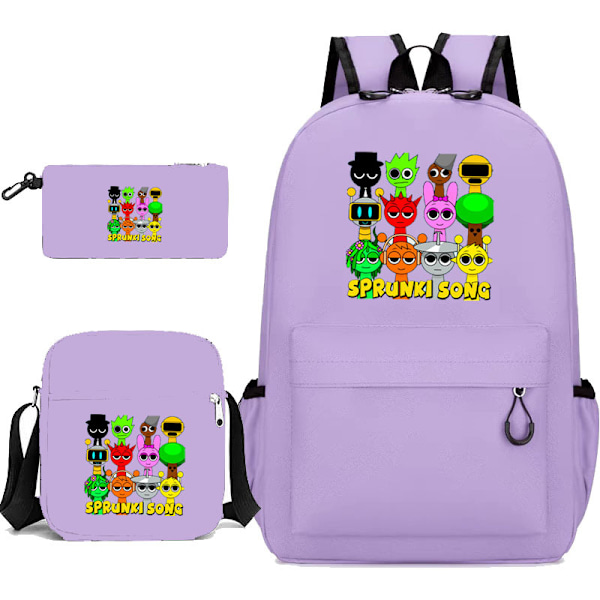 Sprunki song 3 kpl:n setit Reppu Mochila Lasten Tilavat Laukut Purple