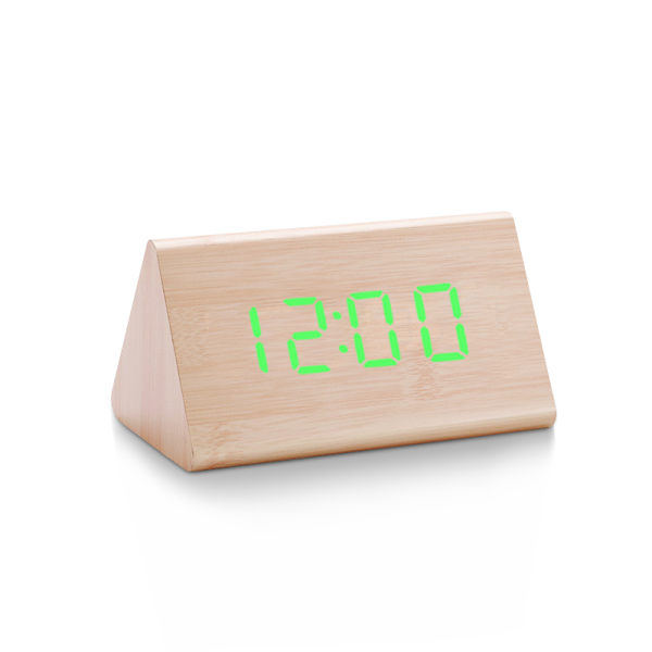 Digital LED-väckarklocka i trä med ljud- och ljuskontroll, USB/AAA-driven, modern och antik stil för heminredning s-Light brown green