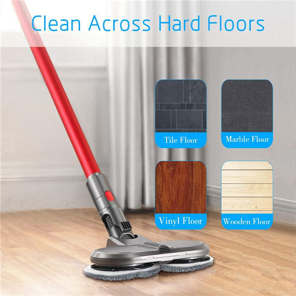 Elektrisk moppefeste for Dyson V7 V8 V10 V11 V15 støvsuger, inkludert avtakbar vanntank