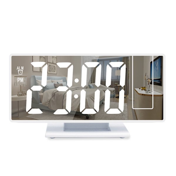 Digitaalinen herätyskello, jossa on aika- ja lämpötilaprojektio, 180° LED-projektio pöytäkello modernilla USB-torkkutoiminnolla 12/24H WW