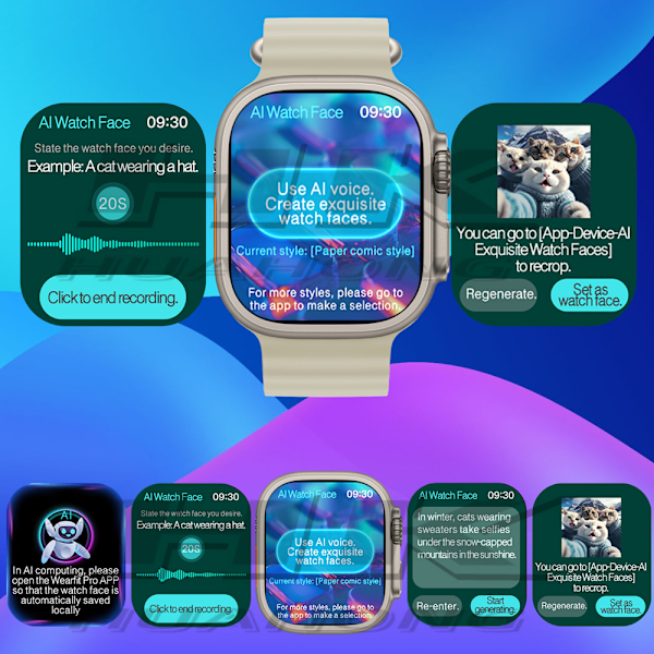 HK9 Ultra 2 Max Smartklokke, AI Kunstig Intelligens Enhet, Hjertefrekvensdeteksjon, Informasjonspåminnelse, 1GB, AMOLED, 2024 Ny Black