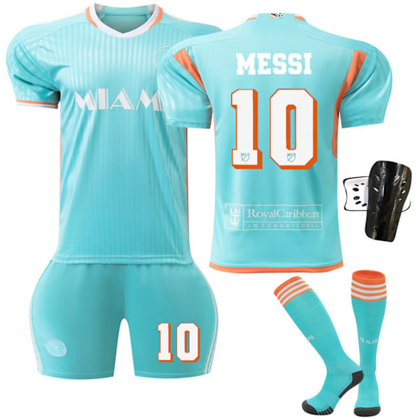 2425 Miami II vieras mintunvihreä Messi jalkapallopaita setti+sukka+suojavarusteet S(165-170cm)