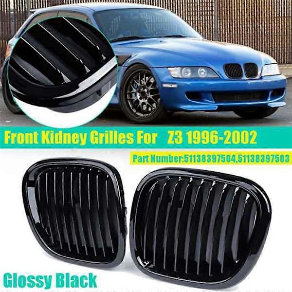 Bil Blank Sort Front Hjelm Nyre Grill Mesh Sport Racing Grills til BMW Z3 Cabriolet Coupé 1996-