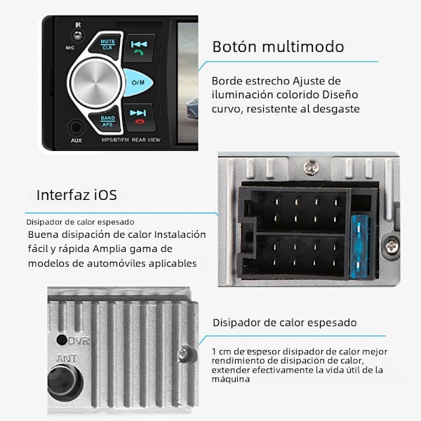 1Din Bilradio Stereo Bluetooth MP5 MP3 4.1 Tum Pekskärm, Rattstyrning, Backkamera, Satellitsändning With Remote Control
