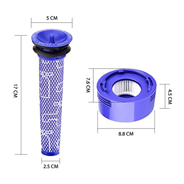4-pak filterudskiftning til Dyson V7, V8 Animal og V8 Absolute ledningsfri støvsuger HEPA-filterudskiftninger