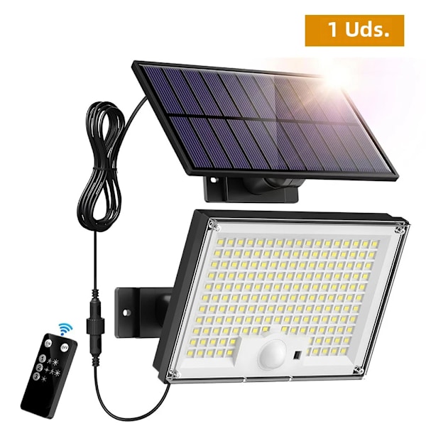 Solarcelle vegglampe utendørs 304/172 LED integrert supersterk bevegelsessensor sterk energi IP65 vanntett 3 arbeidsmoduser for hage 172 LEDs with Remote