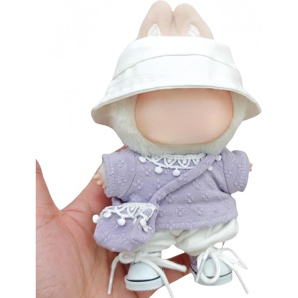 Dockkläder Kompatibla med Labubu 17cm Outfit Tillbehör för la bubu, Ingen Docka Ingår (Lila) Purlple+white